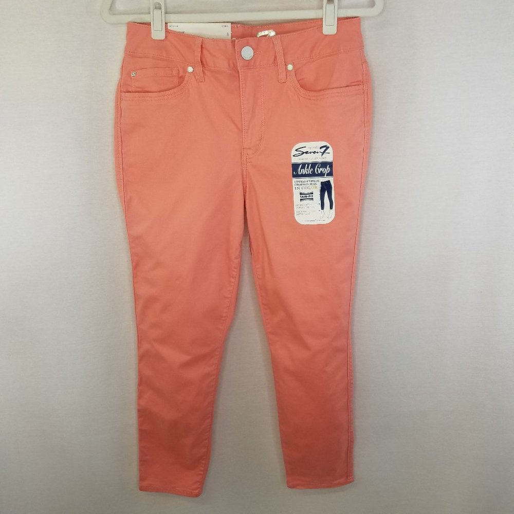 Seven7 size 8 high rise ankle skinny pink pants